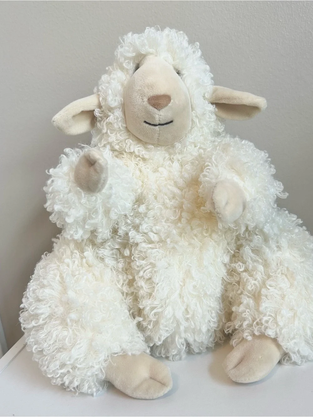 Jellycat Bobbleton Sheep (Retired)Curly Plush Sitting Nursery Decor 10